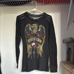 Affliction Black Graphic Long Sleeve Shirt